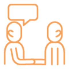 Two friendly team members talking icon